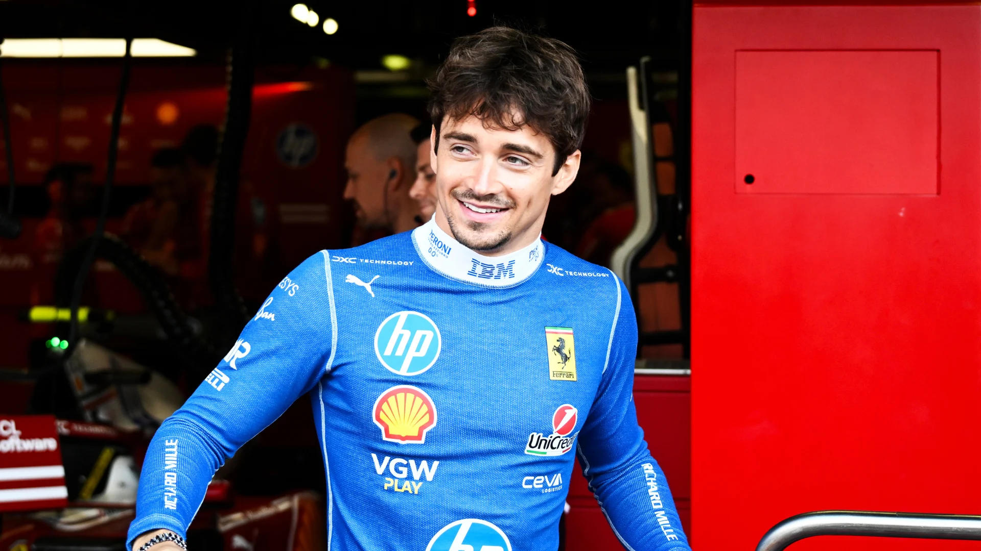 MONZA, ITALY - SEPTEMBER 05: Charles Leclerc of Monaco driving the (16) Scuderia Ferrari SF-25 on